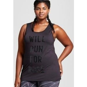 NEW! Black "Will Run For Rose" Workout Tank Top, Plus Size
